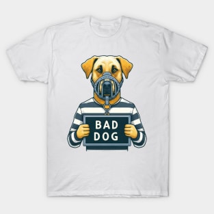 Illustrated Muzzled Dog Prisoner T-Shirt